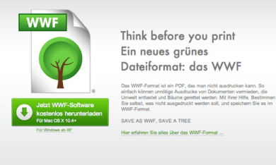 Save as WWF – grünes Dateiformat